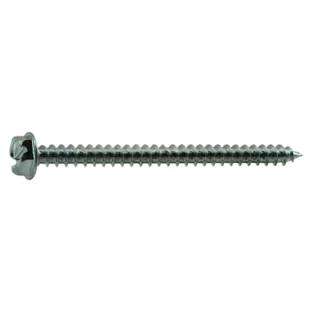 Midwest Fastener Sheet Metal Screw, #10 x 2-1/2 in, Zinc Plated Steel Flange Hex Head Slotted Drive, 100 PK 02942